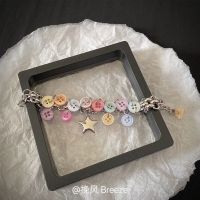 Millennium Style  retro five-pointed star colorful button beaded bracelet niche design exquisite bestie jewelry