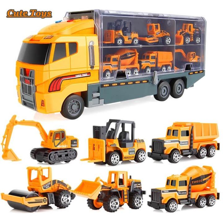 cute-toys-6pcs-7pcs-car-children-tractor-gift-toy-alloy-wheels-slide-front-car-educational-toys-model-gift