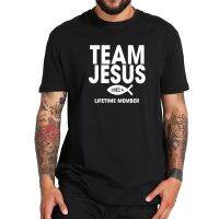 Team Jesus Tshirt Fish Print Life Time Member Creative Design Faith Element Crew Neck Tops Tee EU Size |T-Shirts|   - AliExpress