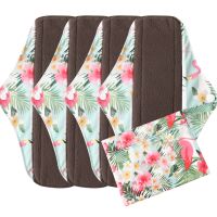 4pcs/sets Women Bamboo Cotton Sanitary Napkin Reusable Cloth Menstrual Pads Washable Sanitary Pads with a Wet Bag Dropshipping Cloth Diapers