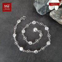 MT สร้อยข้อเท้าเงินแท้ ประดับ cz สีขาว มีกระดิ่ง Solid 925 Sterling Silver Ankle Bracelet (sab071) MT Jewelry มณีธารา