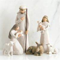 6 Pieces/Set of Engraved Hand Painted Doll Art Doll Nativity Collection Decorative Statue Desk Decoration Home Christmas Gift