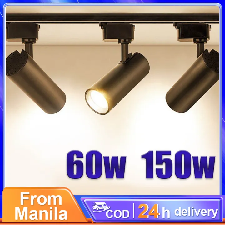 ready stock spotlight black white adjustable rail track light 60w 150w ...