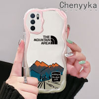 เคส Chenyyyka สำหรับ OPPO เคส A16 A55 A54 A54s A16s แฟชั่นลายพื้นที่ภูเขาเคสมือถือกันกระแทกแบบใสนิ่มลายคลื่นเนื้อครีมเคสโปร่งใสลายกล้องถ่ายรูปที่สร้างสรรค์กรอบป้องกันซิลิกาเจล