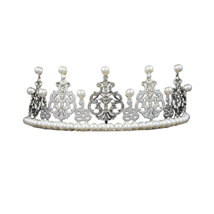 iron-sheet-crown-decoration-half-crown-tiara-pearl-crown-cake-topper-half-crown-hair-clip-korean-iron-sheet-crown