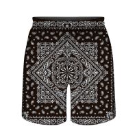 2023 New Summer Cashew Nut Bandana Paisley 3D Print Shorts Mens Rap HarlemXS-5XL