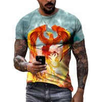 Summer New Fashion Cool Divine Bird Phoenix graphic t shirts Men Casual harajuku 3D Printed Round Neck streetwear Tees Tops