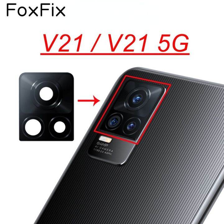 กระจกกล้องถ่ายรูปอะไหล่ด้านหลังด้านหลังสำหรับ-vivo-v21-5g-ฝากระจกกล้องถ่ายรูปพร้อมสติกเกอร์กาว-v21-v2066-v2108-v2050