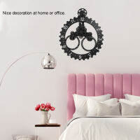 Gear Clock 3D Modern Large Wall Art นาฬิกาเกียร์แบบหมุนได้ ล้อปฏิทินแบบกลไก สีดำ