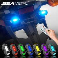 SEAMETAL Strobe Light Motorcycle USB Rechargeable Warning Light Cycling Signal Indicator for Bicycle Remote 7 Colors Switchable