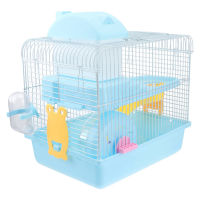 1Pc Double Layer Hamster Cage House อะคริลิคแบบพกพาสัตว์เลี้ยงขนาดเล็ก House Chinchilla Hamster House (สีฟ้า) 888