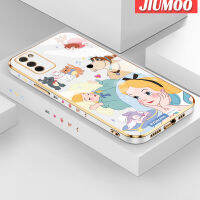 JIUMOO เคส A03 A04E M04 A04 Galaxy,เคส A03S กันหิมะสีขาวพื้นผิวขอบตารางใหม่เคสชุบซิลิก้าเจลกันกระแทกเคสมือถือฝาครอบป้องกันเลนส์กล้องถ่ายรูปรวมทั้งหมด