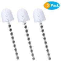 BESTOMZ 3pcs Stainless Steel Toilet Brush WC Bathroom Cleaning Toilet Brush Head Holder Chrome Bathroom Accessories