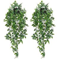 2 Pcs Artificial Hanging Plants Potted Plants for Wall House Room Patio Indoor Outdoor Decor