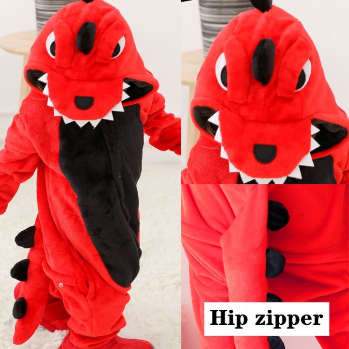 ready-stock-kids-boys-green-dinosaur-costume-animal-pajamas-girls-pink-red-dinosaur-sleepwear-halloween-christmas-birthday-gift-cosplay-dragon-mascot-fancy-dress-set-attach-shoes-paw-2-10-years