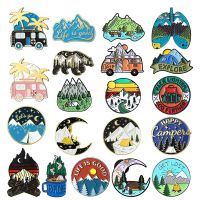 20-Pack Outdoor Enamel Pin Set Funny Camping Pins หมุดปุ่มธรรมชาติ Vintage Lapel Pins น่ารัก Mini Enamel Pins (Camping)