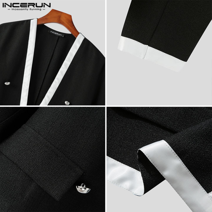 incerun-เสื้อแจ็คเก็ตคอวีแขนยาวสำหรับบุรุษเสื้อคาร์ดิแกนปาร์ตี้วันหยุด-ชุดลำลอง-3