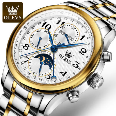 OLEVS Brand Mens Watch High Quality Multi Function Moon Phase Luminous Tourbillon Watch Full Automatic Mens Business Watch