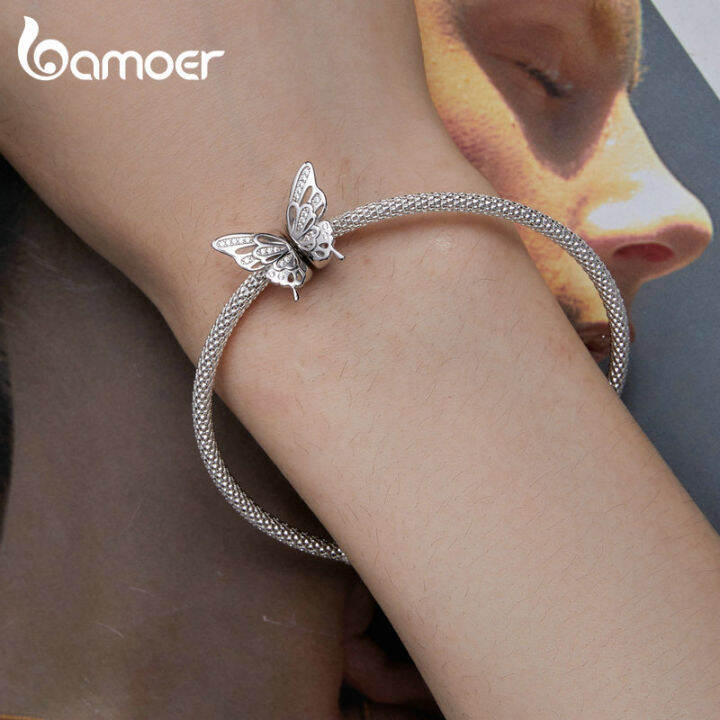 bamoer-925จี้ลูกปัดซิลิโคนผีเสื้อเงินสเตอร์ลิงสำหรับผู้หญิงสร้อยข้อมือแบบทำมือสำหรับ-bsc823เครื่องประดับแฟชั่นth