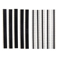 5 PCS Pack 40 Pin 2.54mm Single Row Straight Male + Female Pin Header Strip black