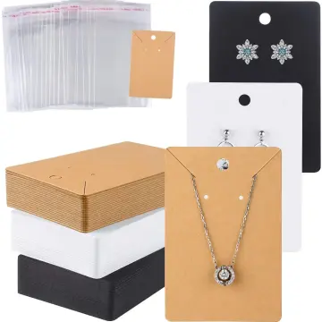 50pcs Earring Cards Necklace Display Cards With Bags Earring Display Cards  50pcs Self-seal Bags Kraft Paper Tags For Diy Jewelry