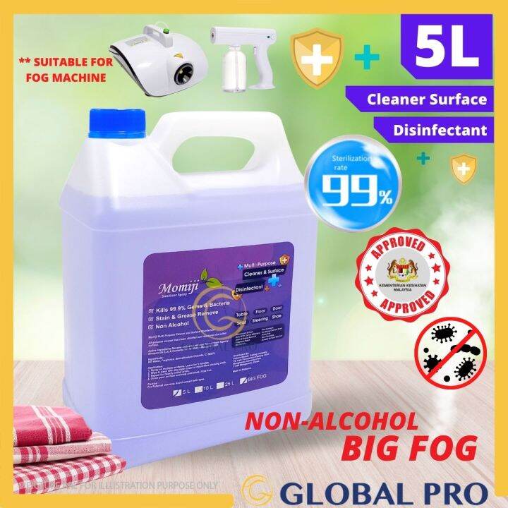 5L MultiSurface Disinfectant Sanitizer KKM Approve for FOG Machine
