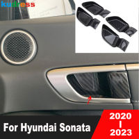 ฝาครอบแต่งมื่อจับประตูด้านในรถยนต์ YON สำหรับ Hyundai Sonata 2020 2021 2022 2023การตกแต่งด้วยคาร์บอนอุปกรณ์ขึ้นรูปภายใน