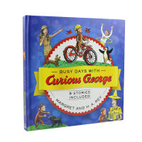 Curious monkey George busy day English original busy days with Curious George 8 story books childrens English reading introduction full color picture book story book blue cover Hardcover