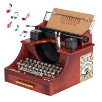 Wooden Hand Crank Queen Classic Typewriter Model Music Box Wood Metal Antique Musical Boxes Toys Music Box Christmas Gift