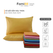 Áo gối nằm 50x70 45x65 35x50 Cotton Satin màu trơn FAMI88 BEDDING