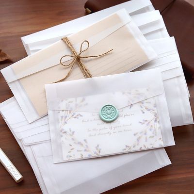 【YF】┅♧✻  10pcs/lot Transparent Envelope Translucent Paper Envelopes Set Postcard Card Storage Wedding Invitation