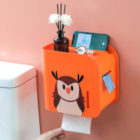 Cartoon Paper Towel Box Toilet Hole Free Roll Paper Sanitary Towel Storage Box Waterproof Multifunctional Plastic Storage Shelf