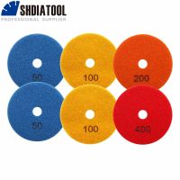 SHDIATOOL 6pcs/Set Dia100mm Diamond Wet Polishing Pads 2pcs 50 2pcs 100 1pc 200 1pc 400 Granite Stone Tile Rough Grinding Plate