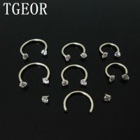 free shipping charm wholesale 20pcs 16G circular piercing double gem CZ cubic zircon Stainless Steel horseshoe body ring