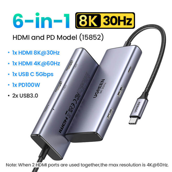 UGREEN USB C HUB 8K30Hz 4K60Hz HDR Type C to HDMI 2.1 USB 3.0 Adapter ...