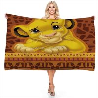 {Gexing fabrics} Disney ผ้าเช็ดตัวชายหาดสี่เหลี่ยมผืนผ้าชุด Lion King 3D พิมพ์ดิจิตอลสำหรับห้องน้ำเด็กผ้าขนหนูดูดซับอเนกประสงค์สำหรับกลางแจ้ง