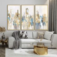 บทคัดย่อ Golden City โปสเตอร์ภาพวาดอาคารพิมพ์บนผ้าใบพิมพ์ภาพผนังศิลปะ-Modern Home Decor สำหรับห้องนั่งเล่น