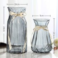 MUJI High-end Creative Vase Glass Transparent Water Raising Living Room Ornament Flower Arrangement Vase Nordic ins Simple Rich Bamboo Dried Flower