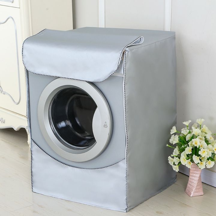 gray-laundry-dryer-cover-washing-machine-cover-polyester-fibre-sunscreen-laundry-silver-coating-waterproof-cover