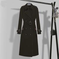 KDX261 Trench Coat ผู้หญิงฤดูใบไม้ร่วงกลางฤดูใบไม้ร่วง2021สไตล์เกาหลีสไตล์ใหม่เอวสบายๆยาวกว่าเข่าอังกฤษฤดูใบไม้ผลิและฤดูใบไม้ร่วง