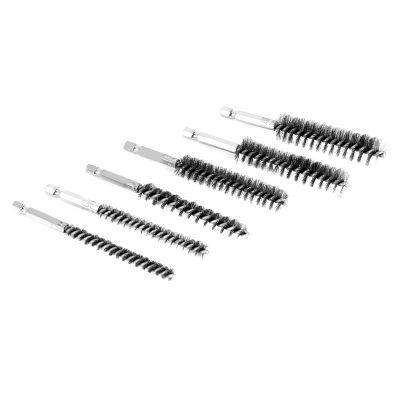 Bore Brush Stainless Steel Bristles Wire Brush for Power Drill Cleaning Wire Brush with Hex Shank Handle 6 Pieces