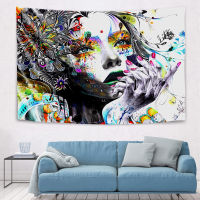 Nordic ins style sketch tapestry bedroom decoration simple stroke hanging cloth bedside wall cloth dormitory decoration wall hanging Psychedelic Wall Cloth Ins Wall Cloth