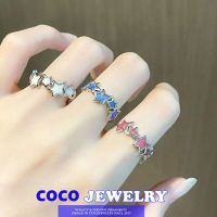 COCOJEWELRY แหวนน้ำมัน Y2K ดาวสำหรับผู้หญิงแหวนใส่นิ้วหวานแหวววปรับได้