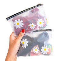 20pcs In Stock Wholesale Price Daisy Translucent Frosted PE Zipper Bag Hair Tie Pencil Case Plastic Film Bag