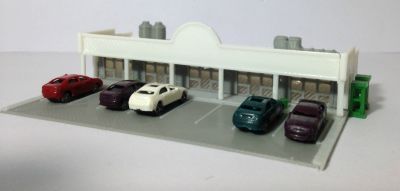 Outland Models Shopping Centre / Mall w Parking Lot &amp; Cars Z Scale Train Railway