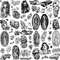 【YF】 Chicano Bandit Mexico Temporary Tattoos For Men Women Fake Car Nun Tattoo religion Stickers Realistic Back Waterproof Tatoos