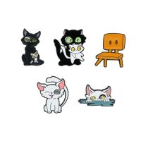 Cartoon cartoon image brooch Creative cat chair stool shape Metal badge Metal accessories pins wholesale gift to friends Fashion Brooches Pins