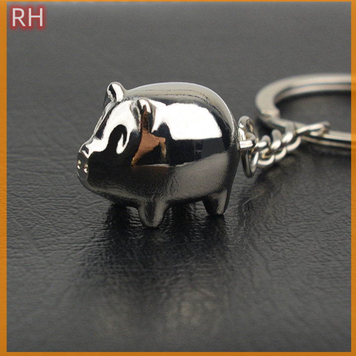 ranghe-น่ารักประณีตขนาดเล็กพวงกุญแจหมูเสน่ห์กระเป๋าแฟชั่นที่ใส่กุญแจรถโลหะผสม