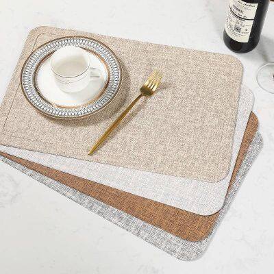 ▫﹍ Restaurant Hotel Style Placemats Waterproof PU Leather Placemat Minimalist Oil-Proof Table Mat for Dining Table