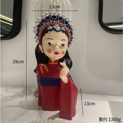 Guochaofeng Charming สุดสร้างสรรค์สำหรับเด็กผู้หญิงอุปกรณ์ตกแต่งระเบียงห้องนั่งเล่นในบ้านของประดับทำจากเรซินบ้าน